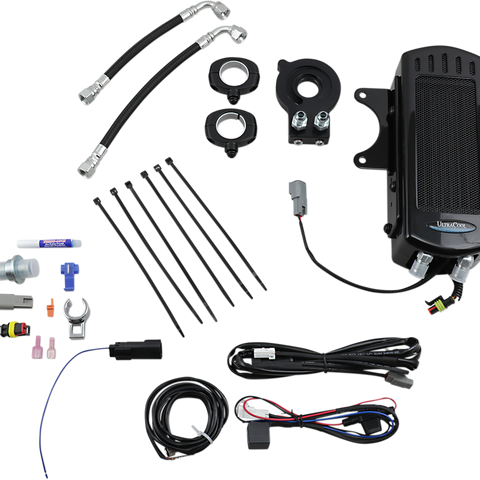ULTRACOOL Oil Cooler Kit - Black - Frame Mount - M8 Oil Cooled 3.0 Side Frame Mount Oil Cooler with Fan Kit for Milwaukee 8 FLH - Team Dream Rides