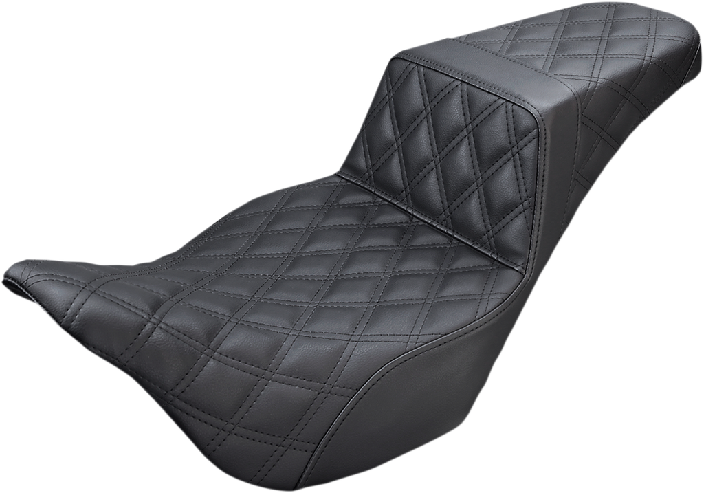SADDLEMEN Step Up Seat - Lattice Stitched - Black - FLH Step Up Seat — Lattice Stitched - Team Dream Rides