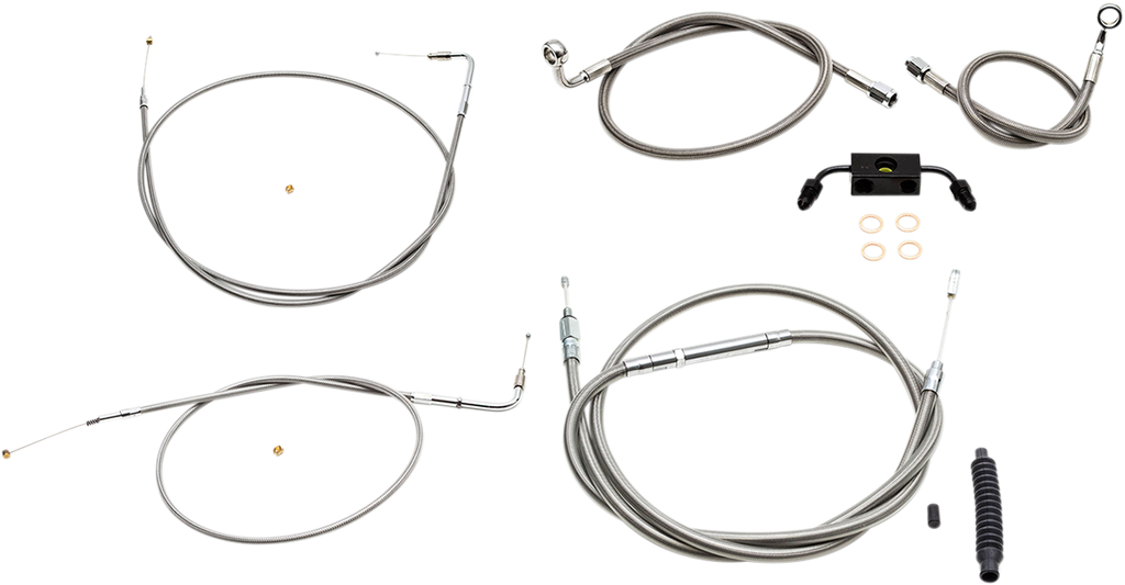 LA CHOPPERS Standard Stainless Braided Handlebar Cable/Brake Line Kit For 15" - 17" Ape Hanger Handlebars Standard Stainless Braided Handlebar Cable/Brake Line Kit - Team Dream Rides