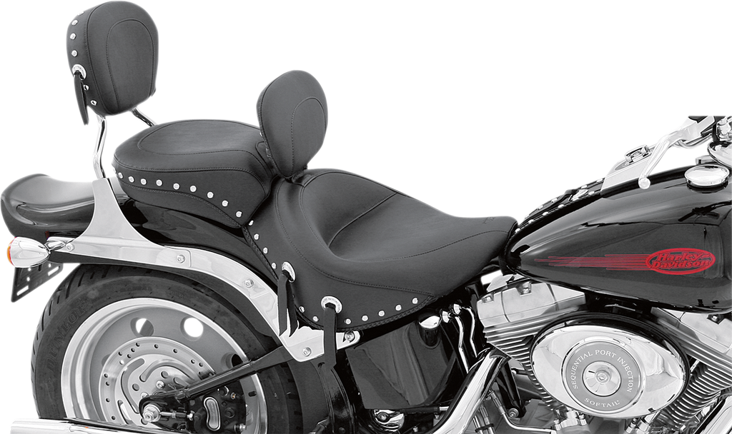 MUSTANG Studded Solo Seat - Driver's Backrest - Softail '06-'10 Wide-Style Solo Seat with Removable Backrest - Team Dream Rides