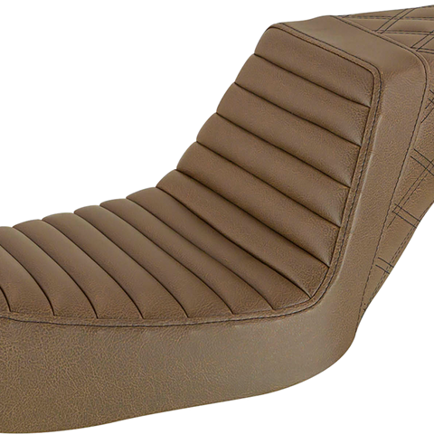 SADDLEMEN Step Up Seat - Brown - FXD '04-'05 Step Up Seat — Rear Lattice Stitch/Tuck and Roll - Team Dream Rides