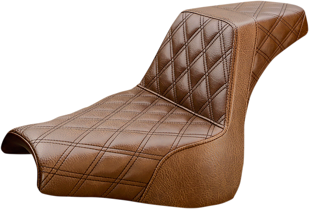 SADDLEMEN Step Up Seat - Lattice Stitched - Brown Step Up Seat — Full Diamond - Team Dream Rides