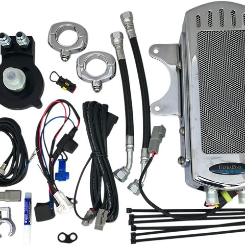 ULTRACOOL Oil Cooler Kit - Chrome - Side Mount - Sportster 3.0 Side Mount Oil Cooler with Fan Kit for Sportster - Team Dream Rides