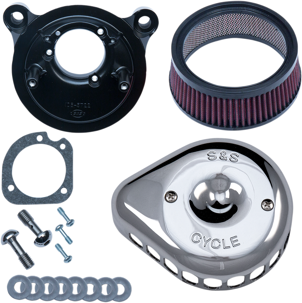 S&S CYCLE Air Cleaner Chrome Mounted 01-17Twin Cam Mini Teardrop Stealth Air Cleaner Kit - Team Dream Rides