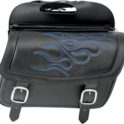 SADDLEMEN Flame Saddlebag - Blue - Jumbo Highwayman Tattoo Saddlebags - Team Dream Rides