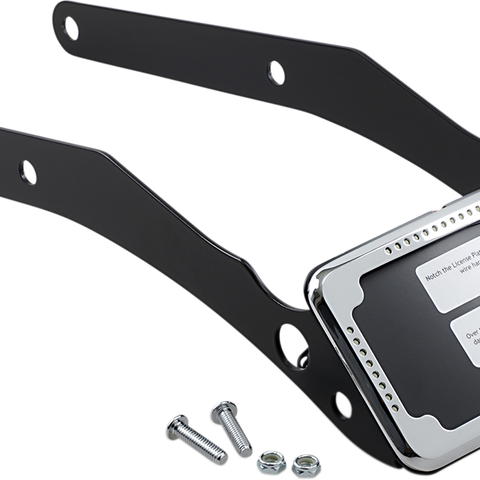 CYCLE VISIONS LP Plate Frame & Mount with Signals - FLSL/FXBB - Chrome Curved License Plate Frame and Mount with License Plate Light - Team Dream Rides