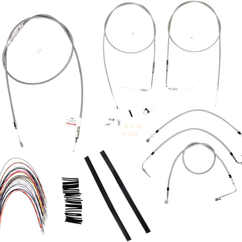 BURLY BRAND Complete Stainless Braided Handlebar Cable/Brake Line Kit For 16