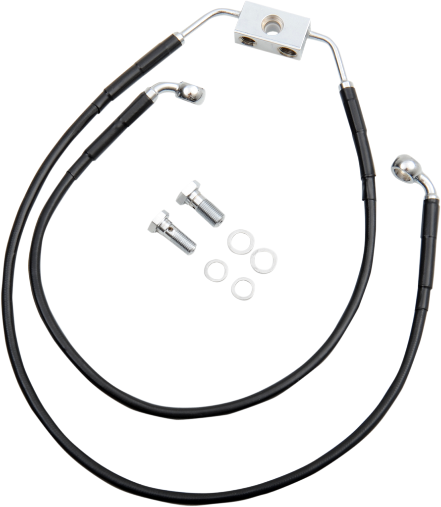 DRAG SPECIALTIES Brake Line - Front - Black - +6"- FXDWG '12-'17 Extended Length Black Vinyl Brake Line Kit - Team Dream Rides