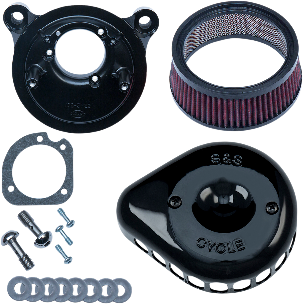 S&S CYCLE Air Cleaner Black Mounted 01-17Twin Cam Mini Teardrop Stealth Air Cleaner Kit - Team Dream Rides