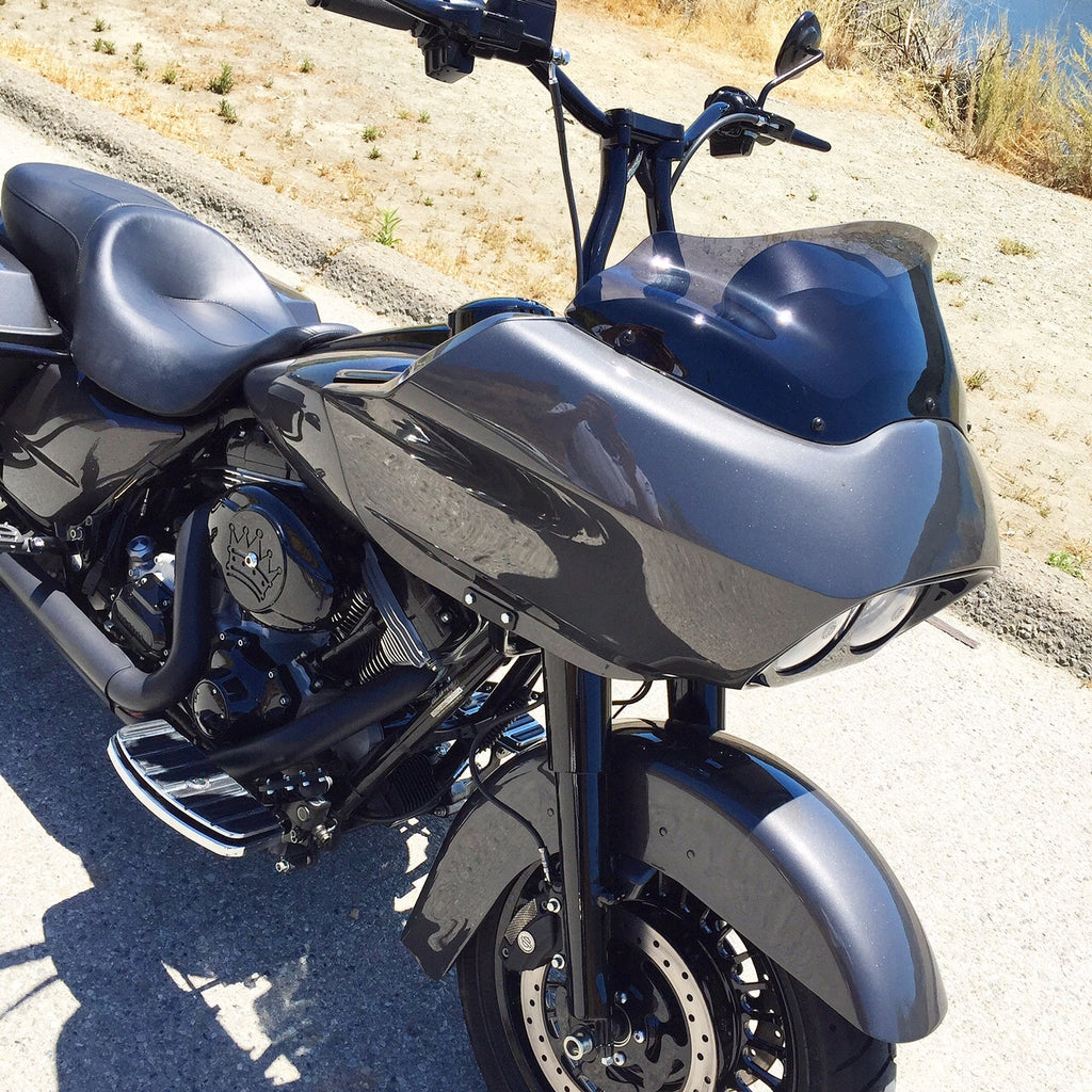 Bung King 2014 - up Road Glide 12" Gloss Black Riser TBW Handlebars with Top Clamp - Team Dream Rides